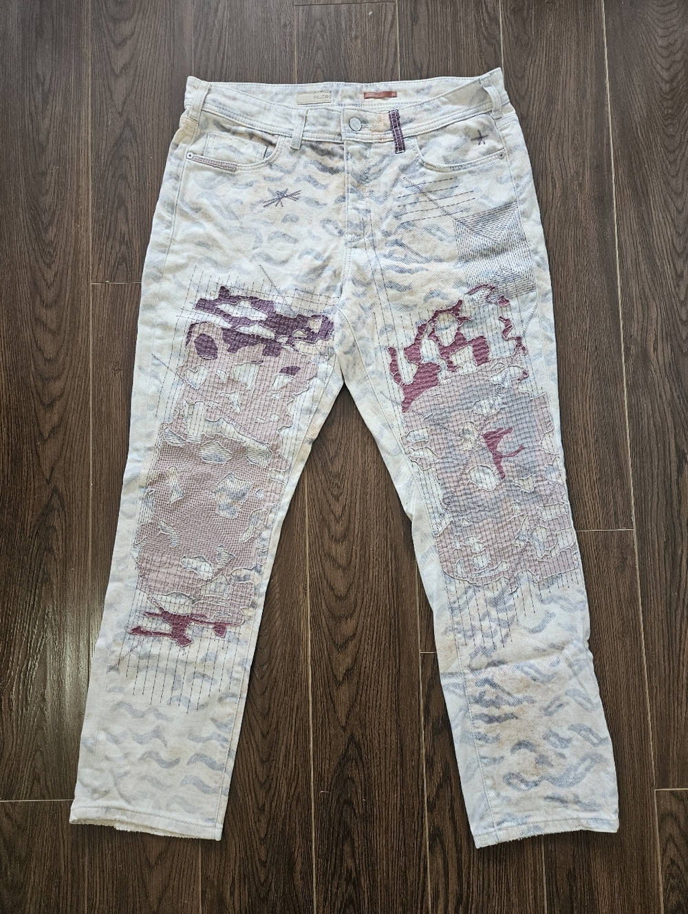 Pilcro by Anthropologie Slim Boyfriend Patchwork Jeans Size 31